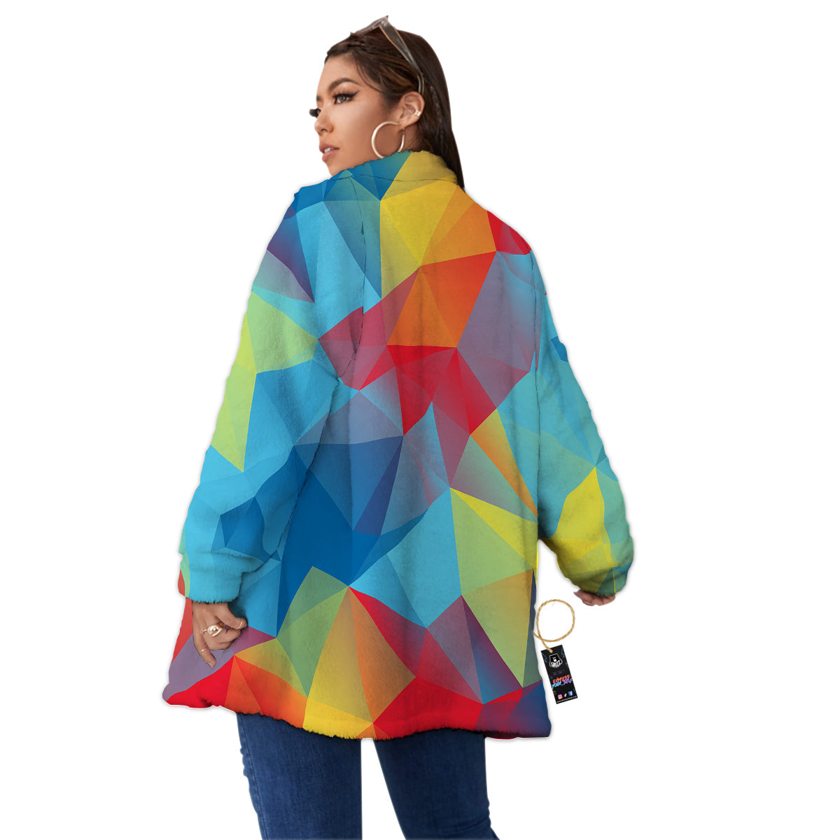 Abstract Colorful Autism Awareness Print Women's Sherpa Jacket-grizzshop