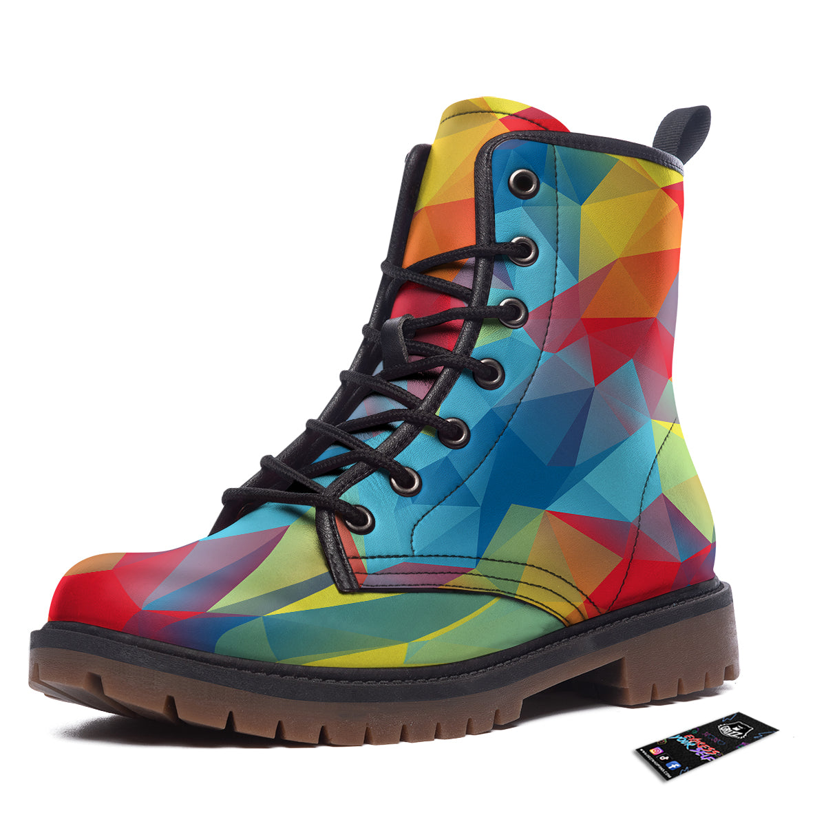 Abstract Colorful Autism Awareness Print Work Boots-grizzshop