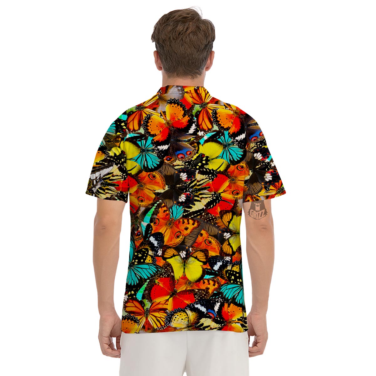 Abstract Colorful Butterfly Print Men's Golf Shirts-grizzshop