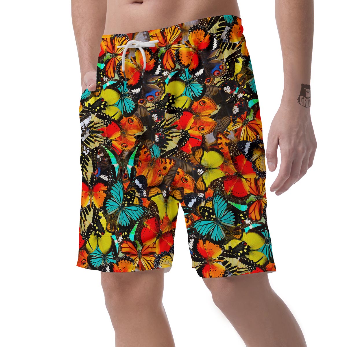 Abstract Colorful Butterfly Print Men's Shorts-grizzshop