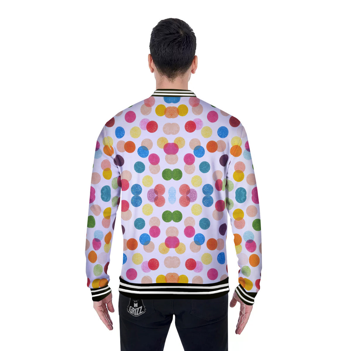 Abstract Colorful Polka Dots Print Pattern Baseball Jacket-grizzshop