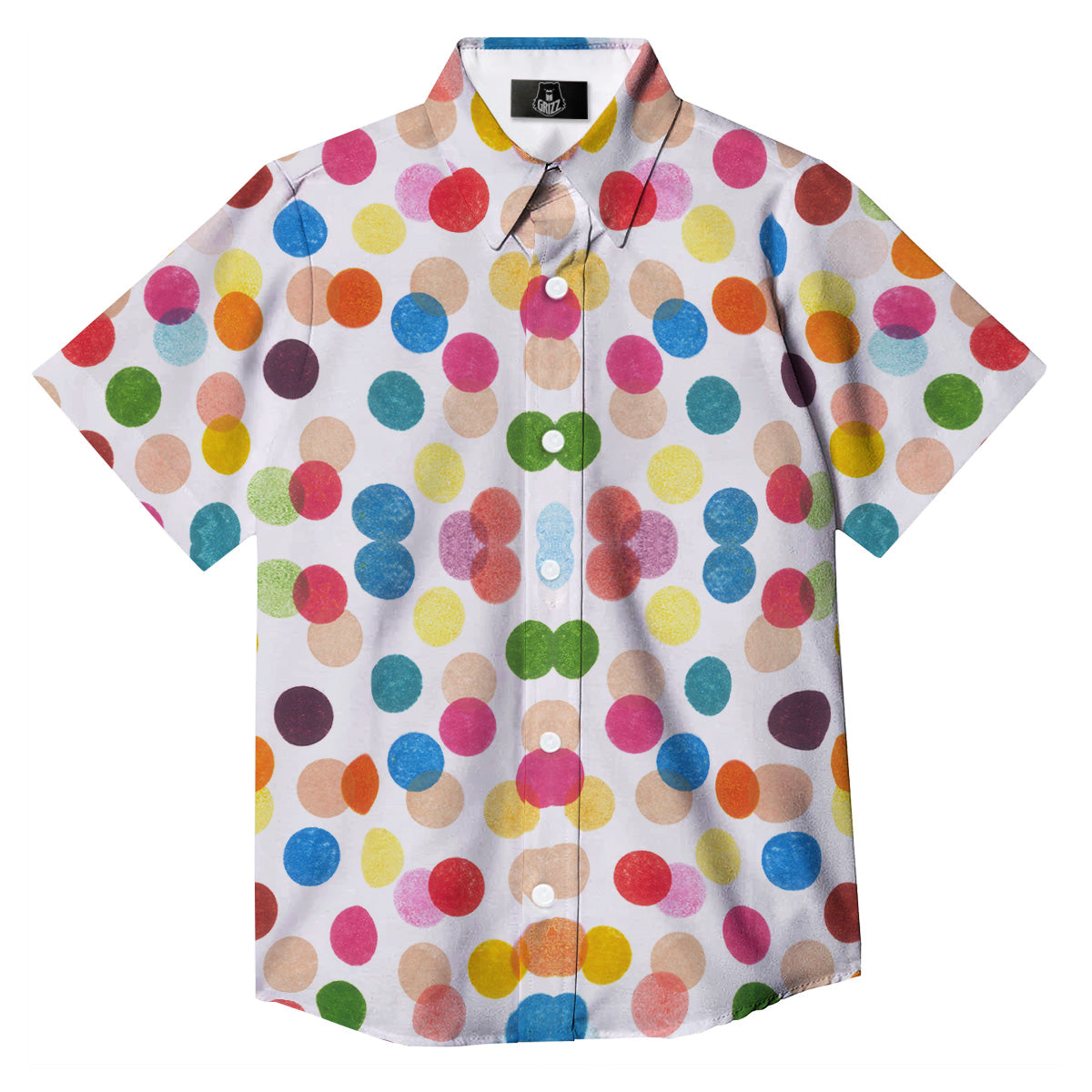 Abstract Colorful Polka Dots Print Pattern Button Up Shirt-grizzshop