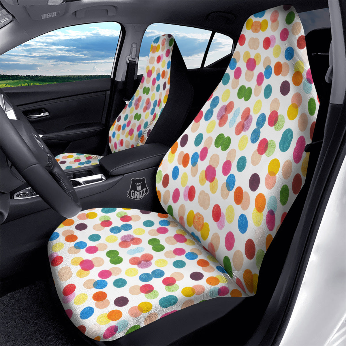 Abstract Colorful Polka Dots Print Pattern Car Seat Covers-grizzshop