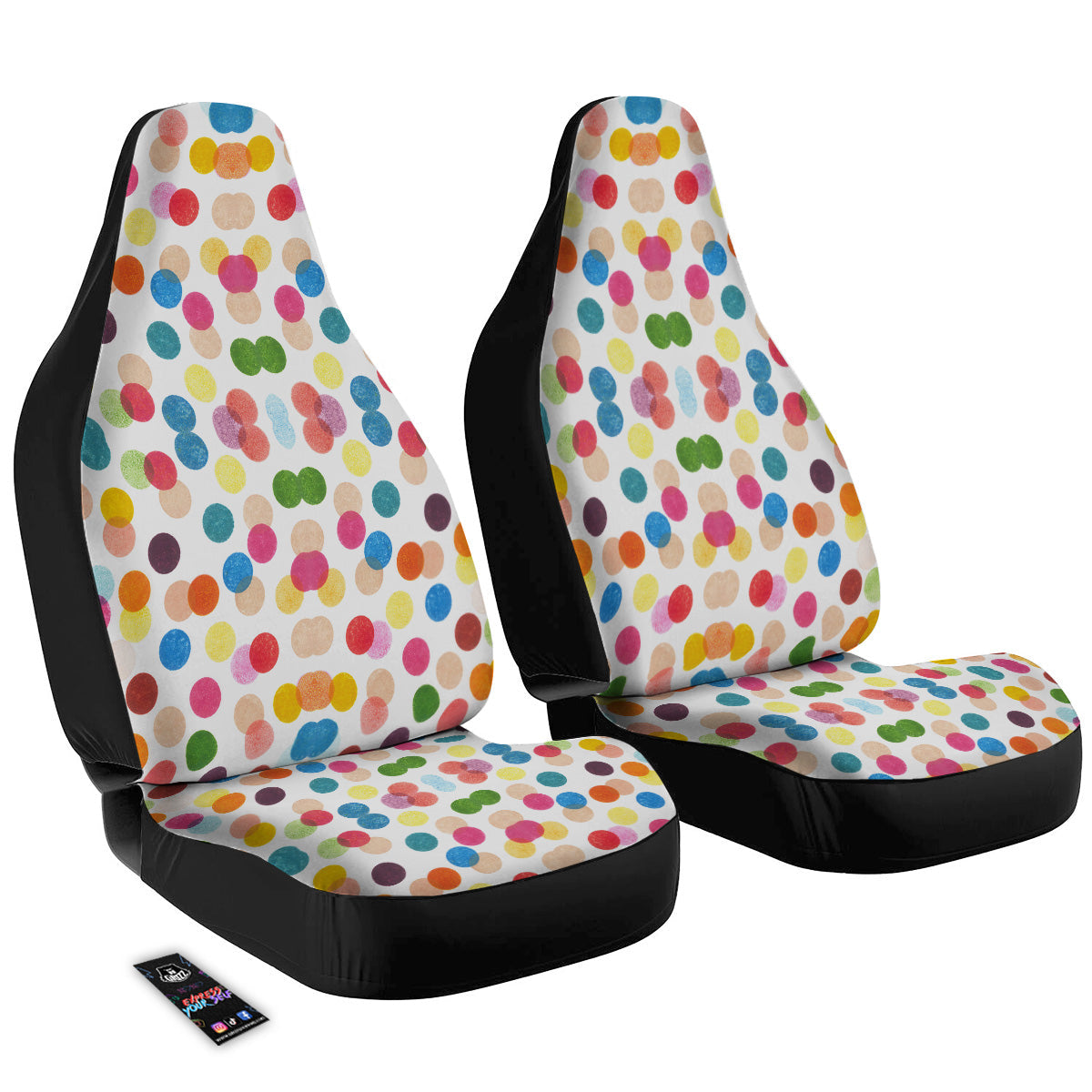 Abstract Colorful Polka Dots Print Pattern Car Seat Covers-grizzshop