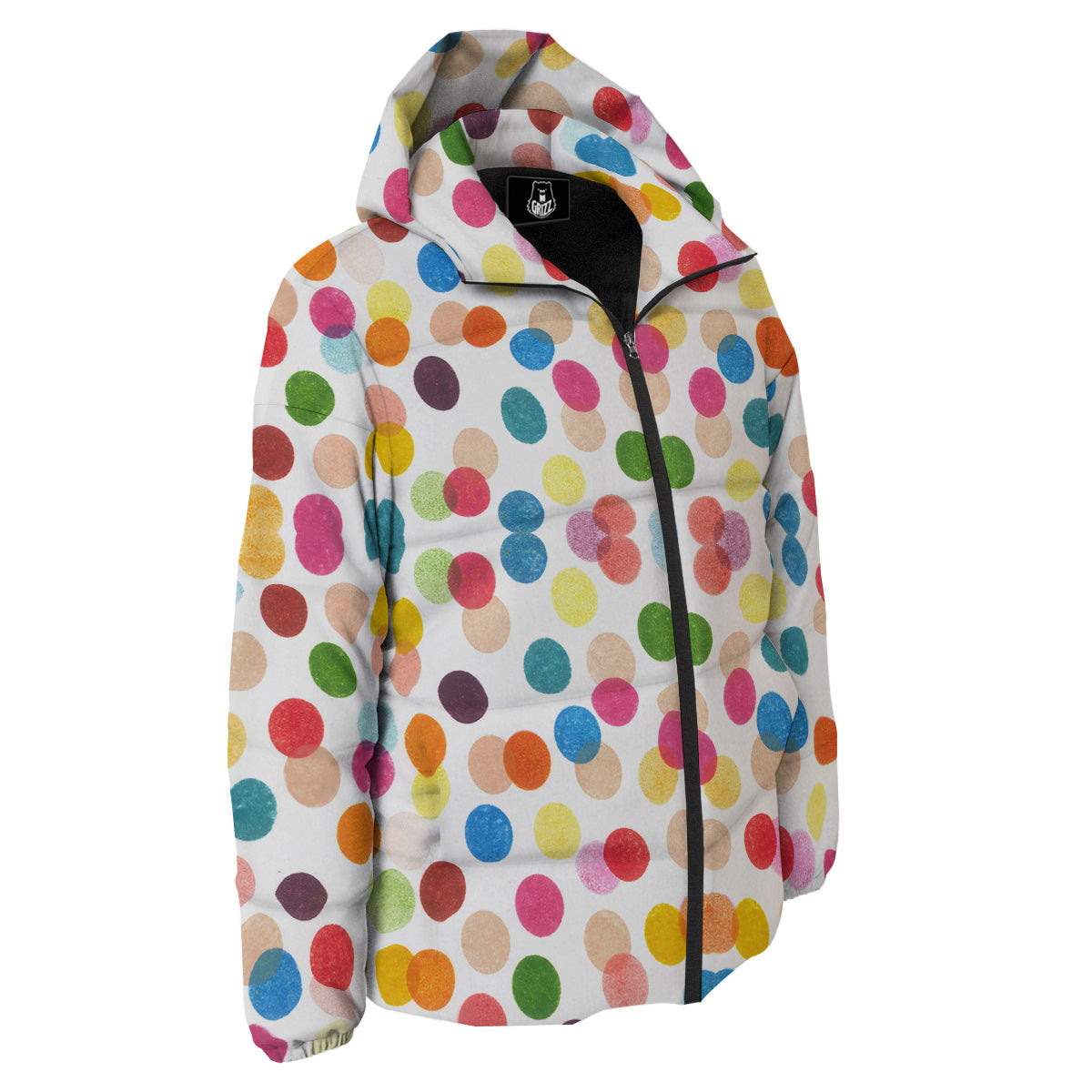 Abstract Colorful Polka Dots Print Pattern Down Jacket-grizzshop