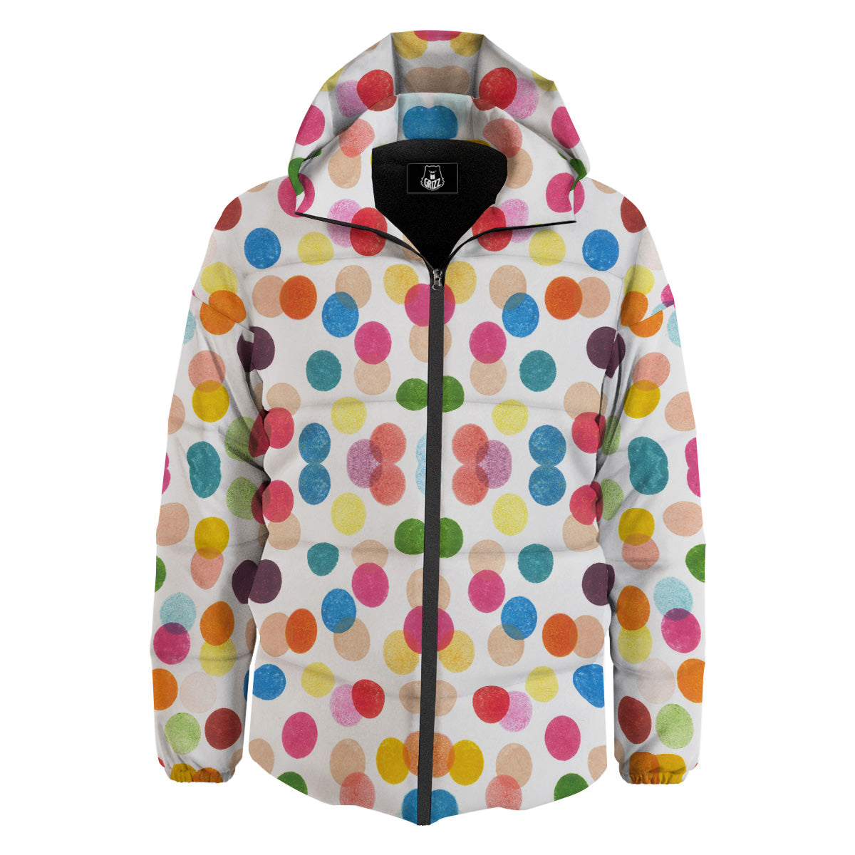 Abstract Colorful Polka Dots Print Pattern Down Jacket-grizzshop