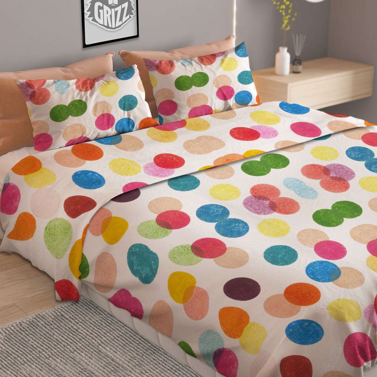 Abstract Colorful Polka Dots Print Pattern Duvet Cover Bedding Set