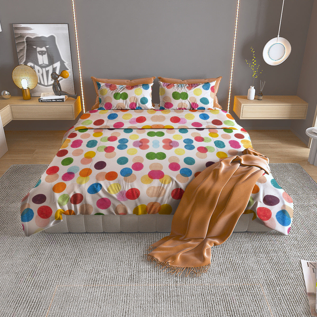 Abstract Colorful Polka Dots Print Pattern Duvet Cover Bedding Set