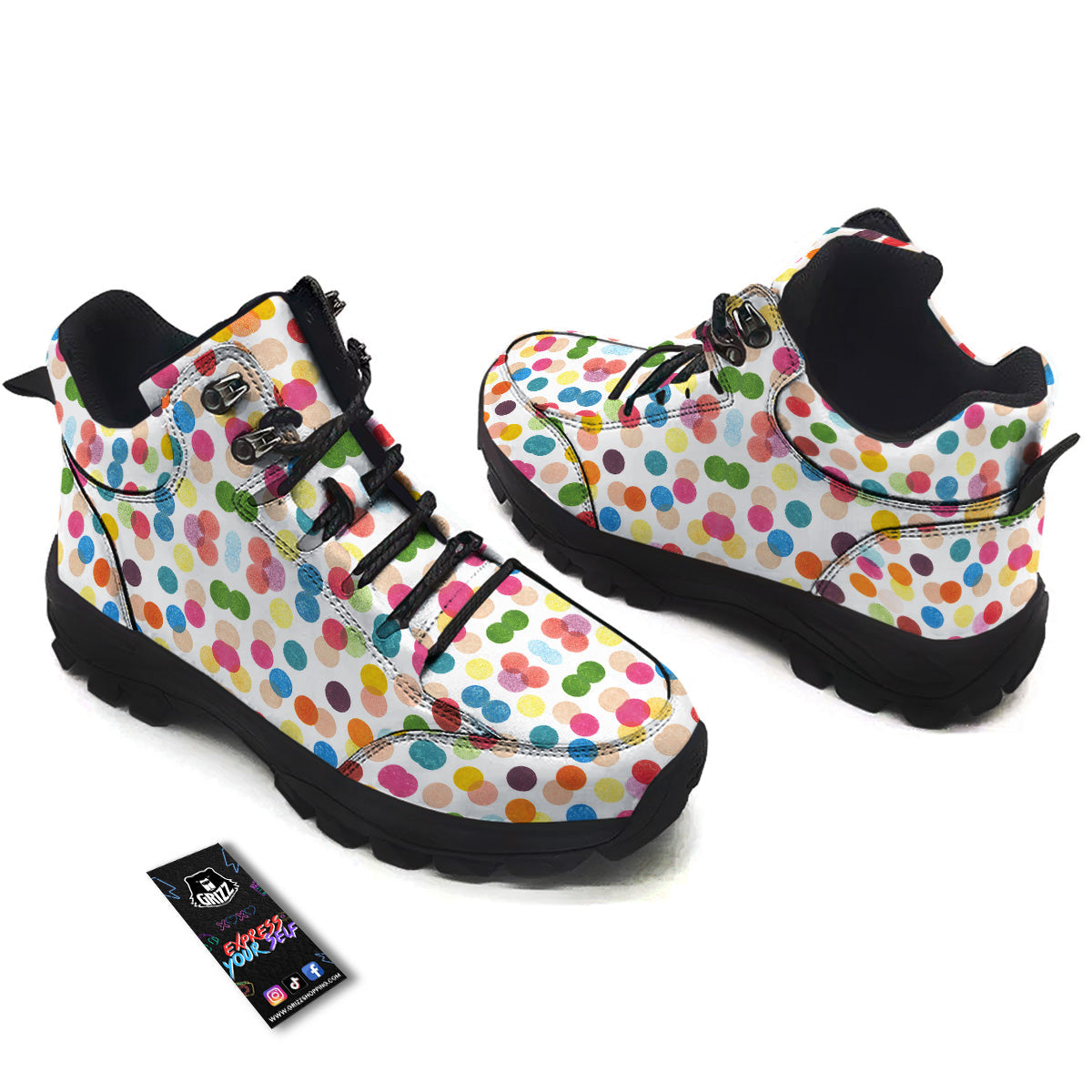 Abstract Colorful Polka Dots Print Pattern Hiking Shoes-grizzshop