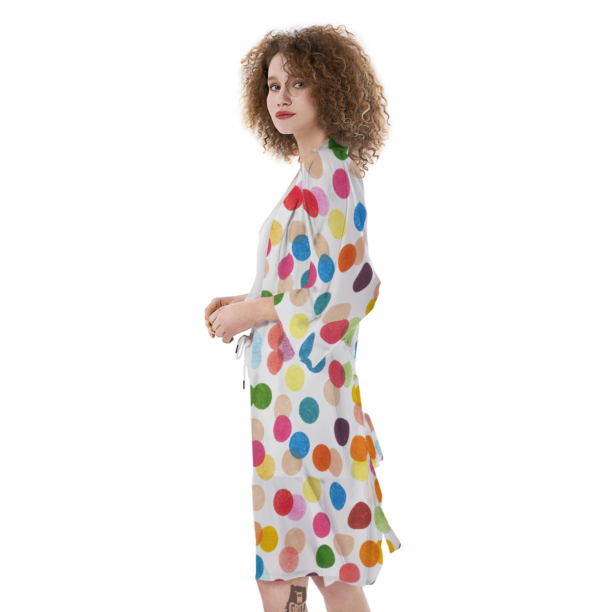 Abstract Colorful Polka Dots Print Pattern Kimono-grizzshop