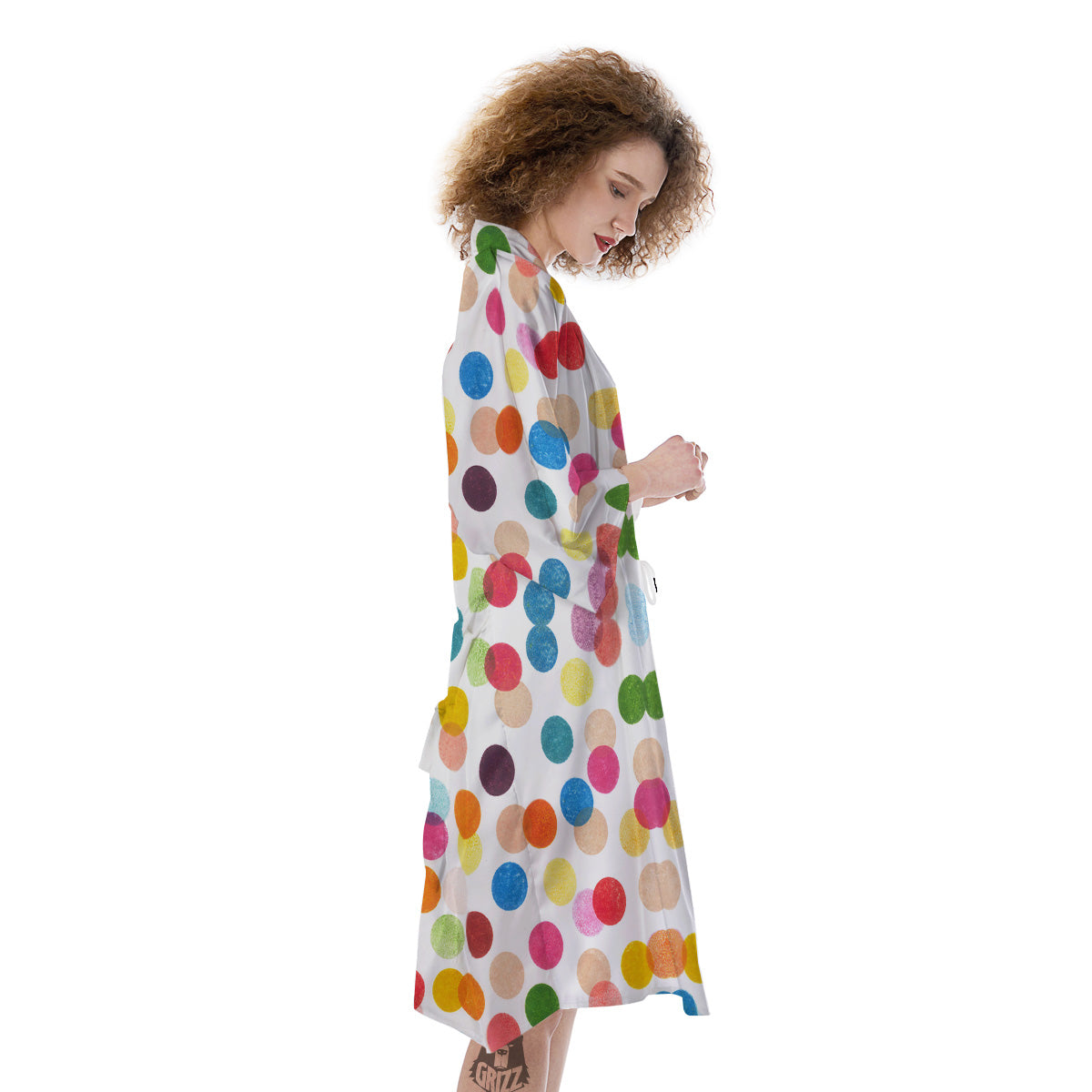 Abstract Colorful Polka Dots Print Pattern Kimono-grizzshop