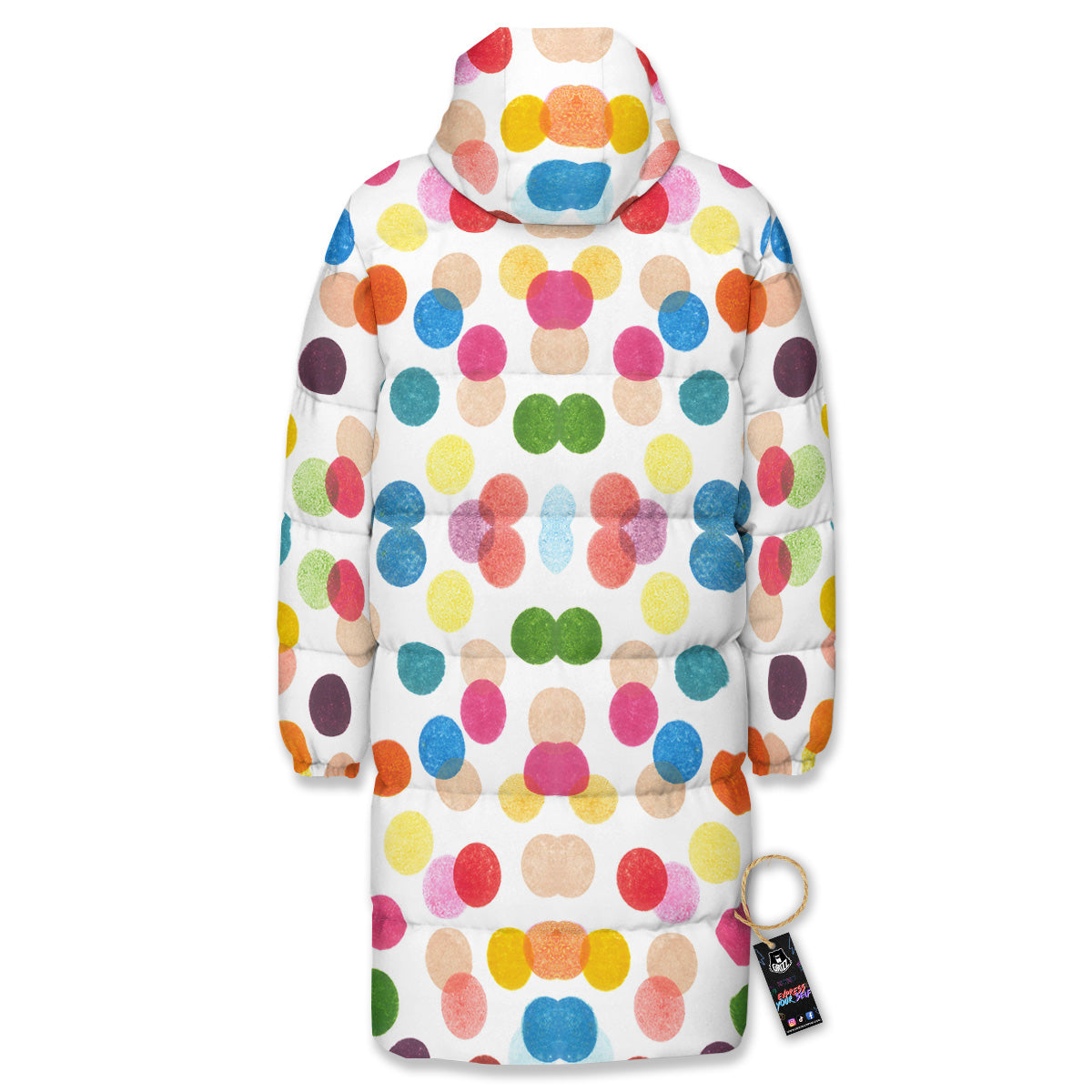 Abstract Colorful Polka Dots Print Pattern Long Down Jacket-grizzshop