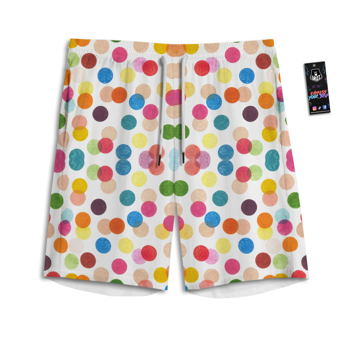 Abstract Colorful Polka Dots Print Pattern Men's Athletic Shorts