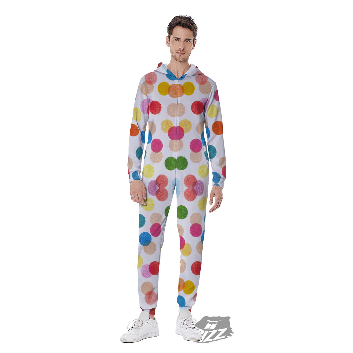 Abstract Colorful Polka Dots Print Pattern Men's Jumpsuit-grizzshop
