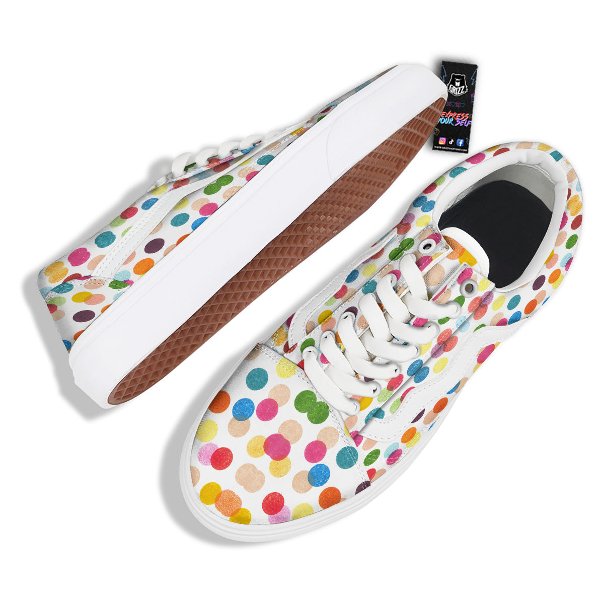 Abstract Colorful Polka Dots Print Pattern Skate Shoes-grizzshop