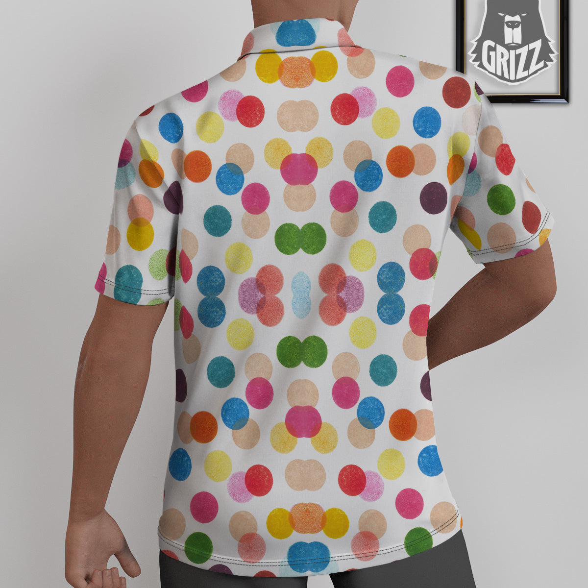 Abstract Colorful Polka Dots Print Pattern Untucked Shirts-grizzshop