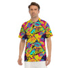 Abstract Comic Bubble Graffiti Print Men's Golf Shirts-grizzshop