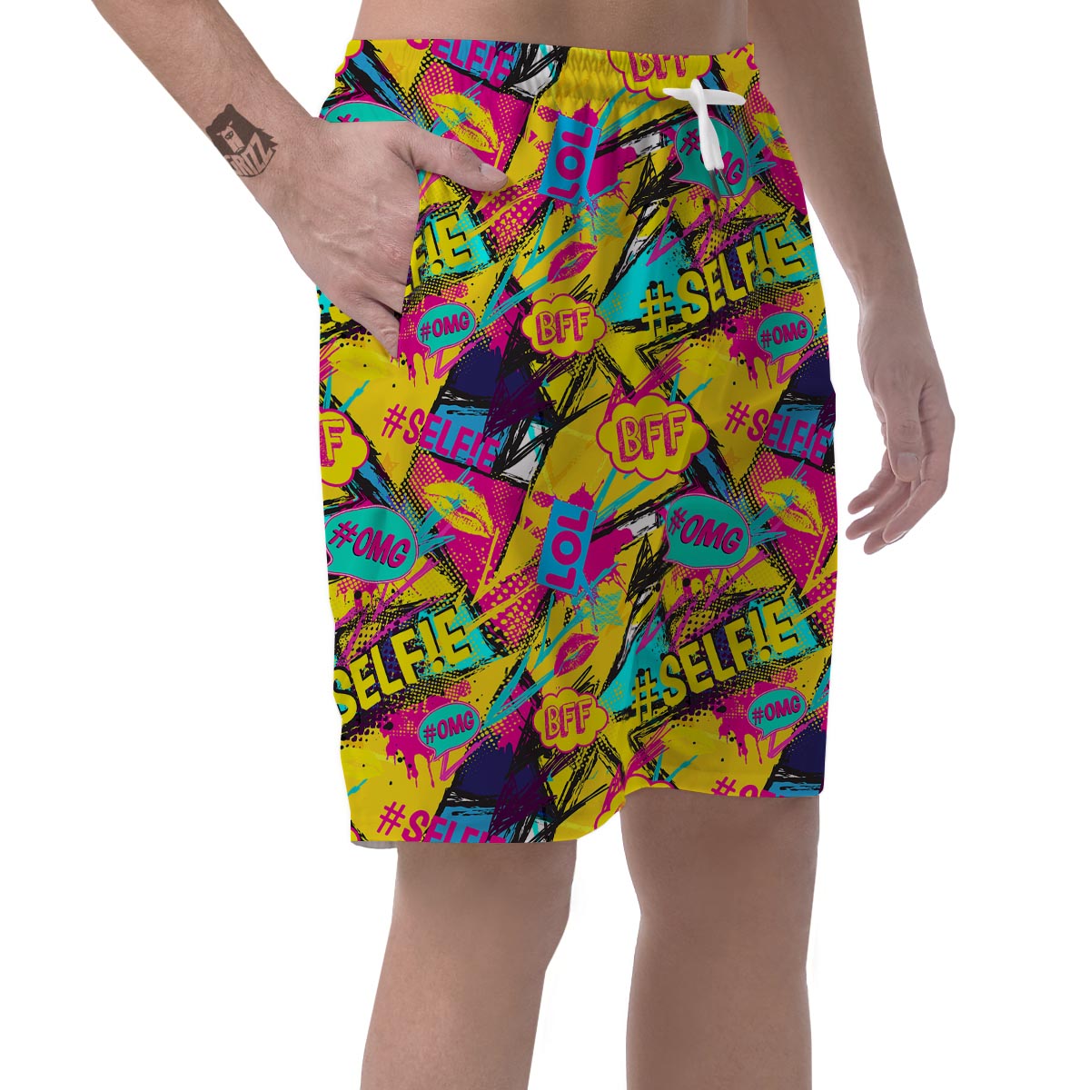 Abstract Comic Bubble Graffiti Print Men's Shorts-grizzshop