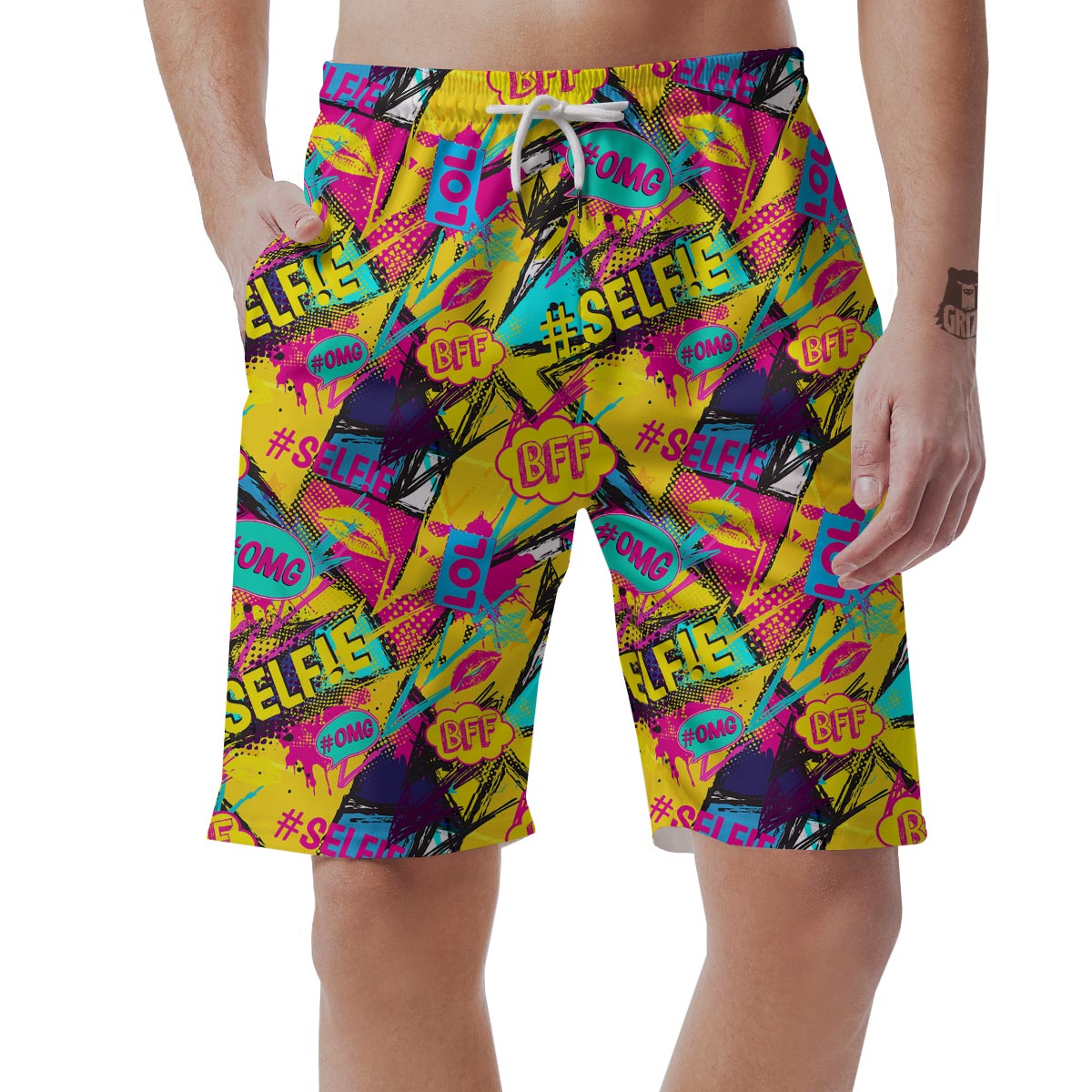 Abstract Comic Bubble Graffiti Print Men's Shorts-grizzshop