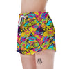 Abstract Comic Bubble Graffiti Print Women's Shorts-grizzshop