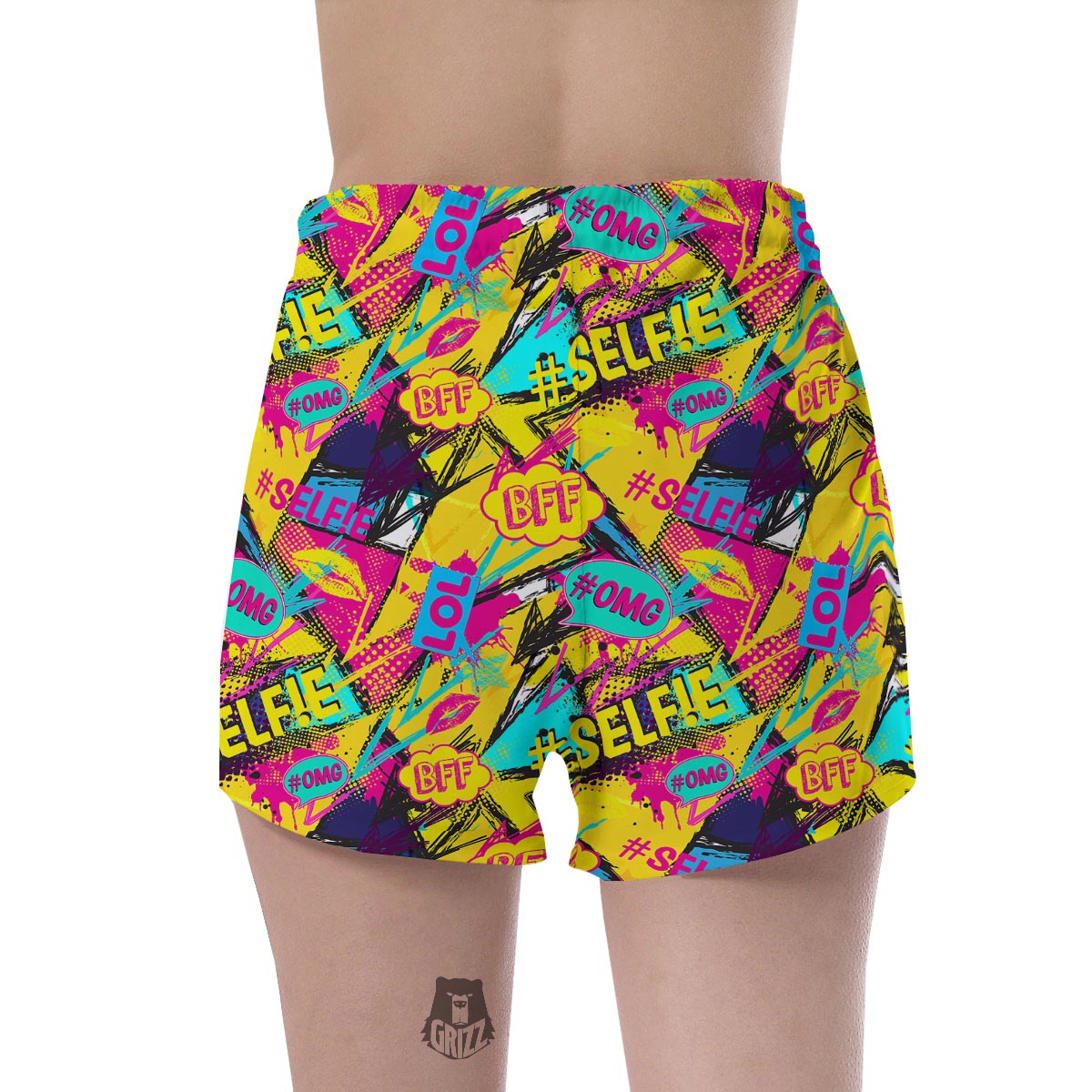 Abstract Comic Bubble Graffiti Print Women's Shorts-grizzshop