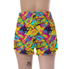 Abstract Comic Bubble Graffiti Print Women's Shorts-grizzshop