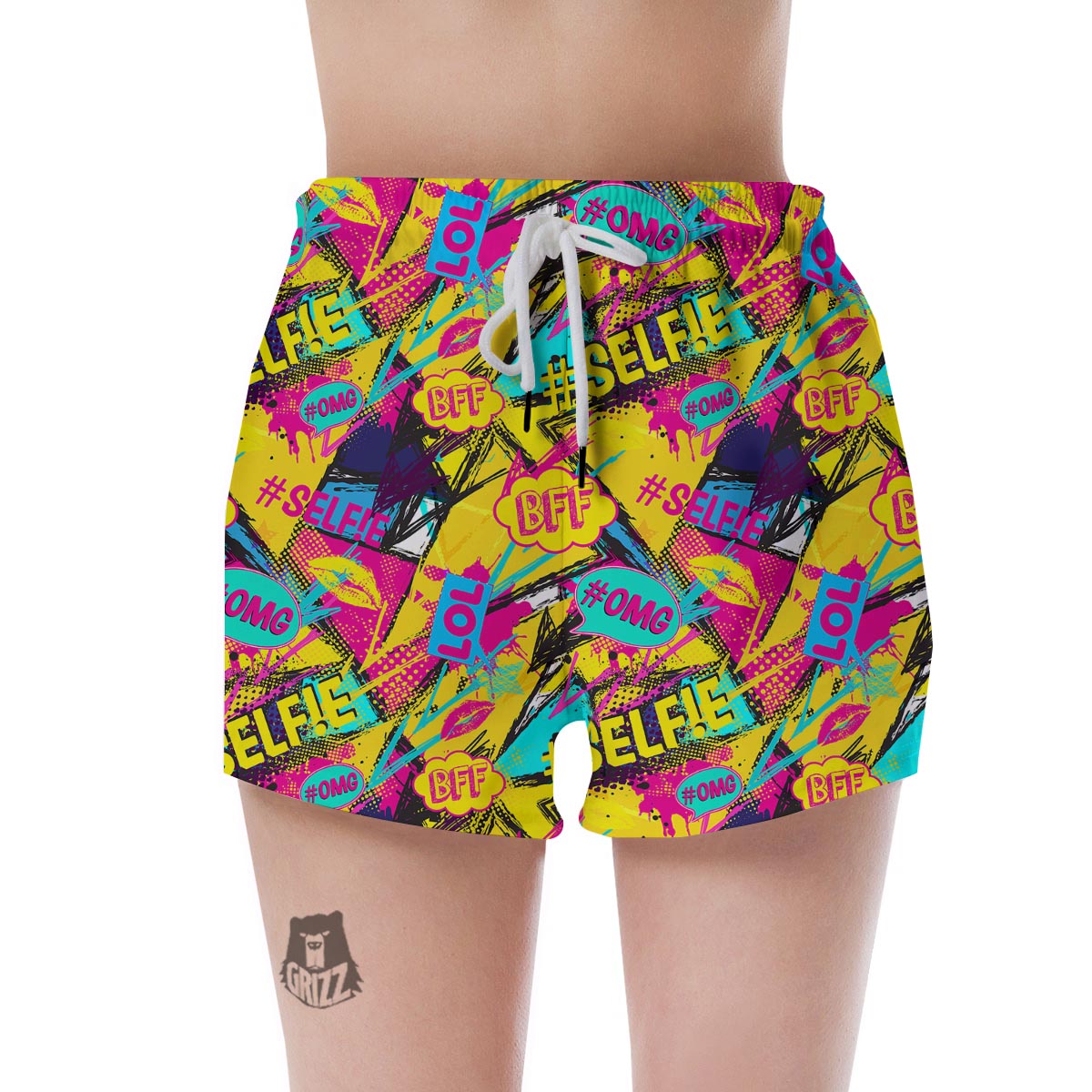 Abstract Comic Bubble Graffiti Print Women's Shorts-grizzshop