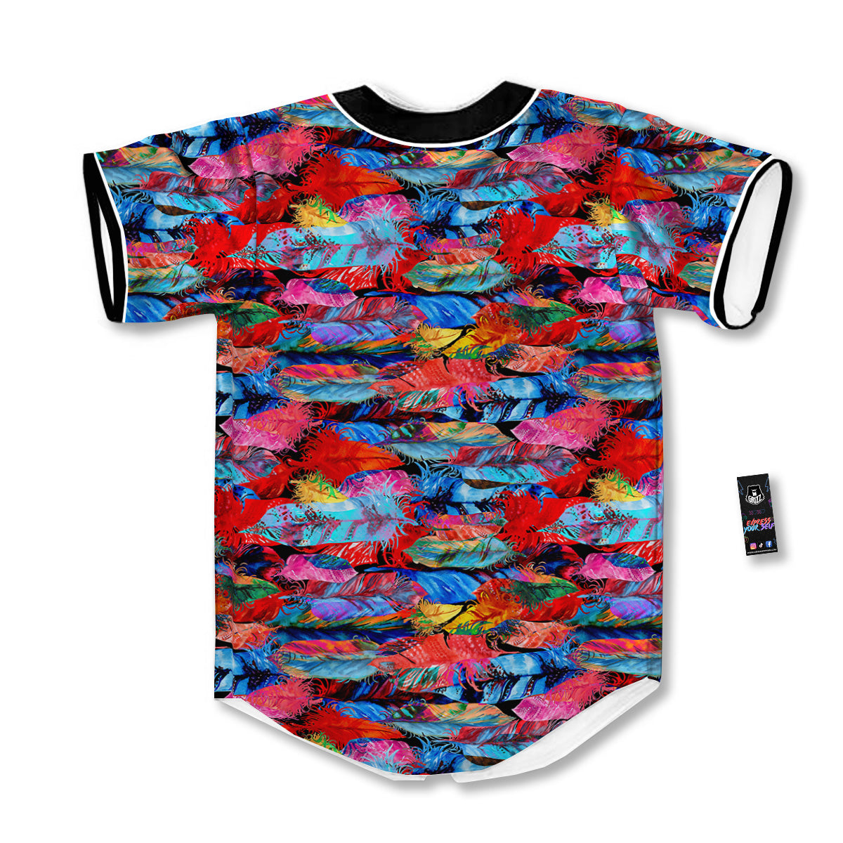 Abstract Feather Watercolor Boho Print Pattern Baseball Jersey-grizzshop