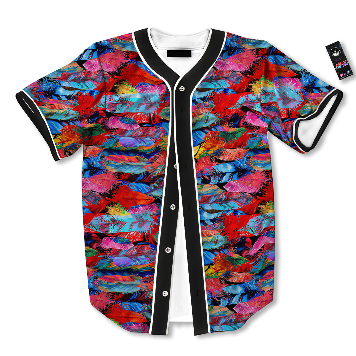 Abstract Feather Watercolor Boho Print Pattern Baseball Jersey-grizzshop