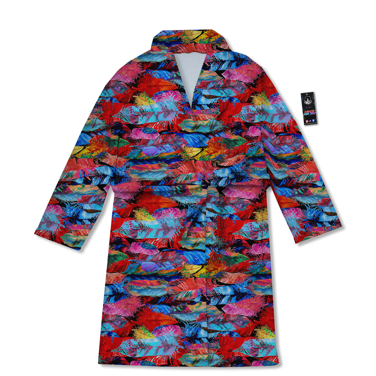 Abstract Feather Watercolor Boho Print Pattern Bathrobe-grizzshop