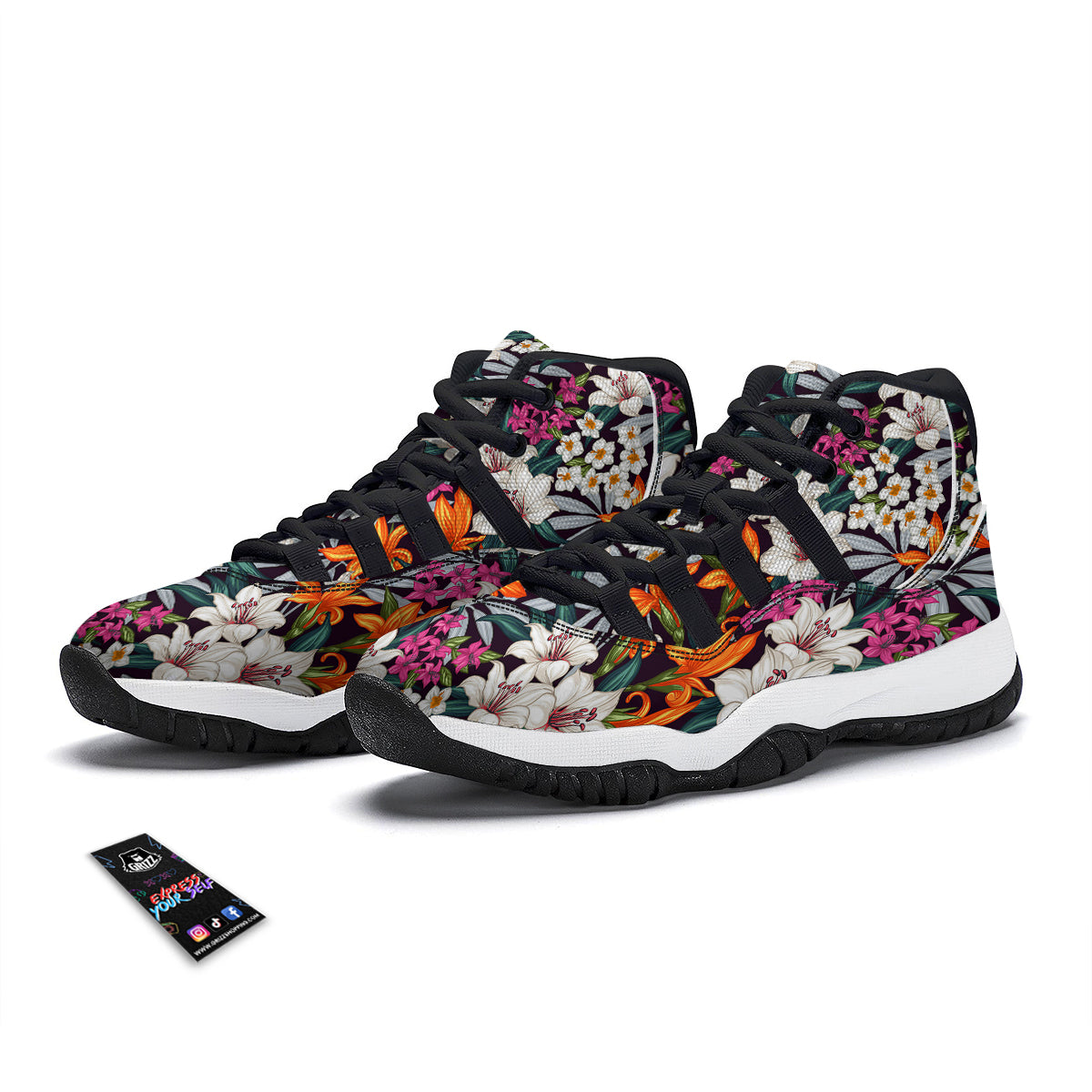 Abstract Feather Watercolor Boho Print Pattern Black Bball Shoes-grizzshop