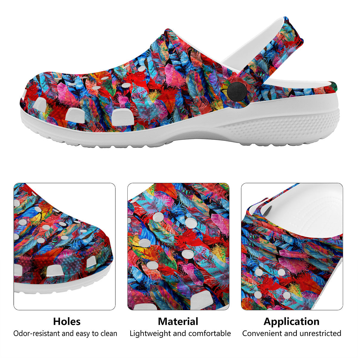Abstract Feather Watercolor Boho Print Pattern Clog-grizzshop