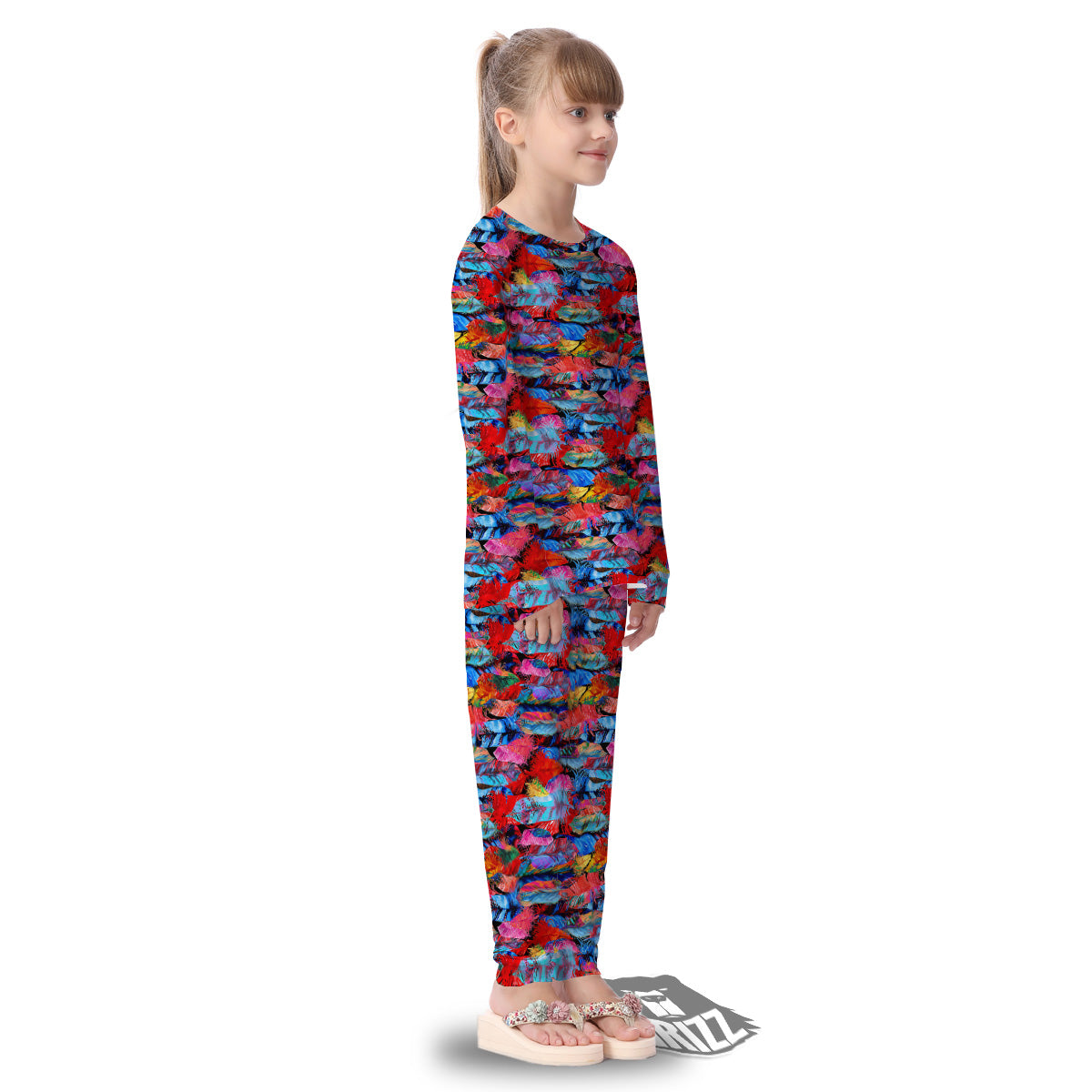 Abstract Feather Watercolor Boho Print Pattern Kid's Pajamas-grizzshop
