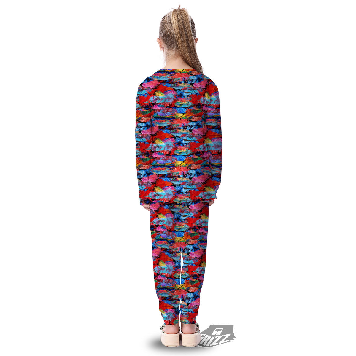 Abstract Feather Watercolor Boho Print Pattern Kid's Pajamas-grizzshop