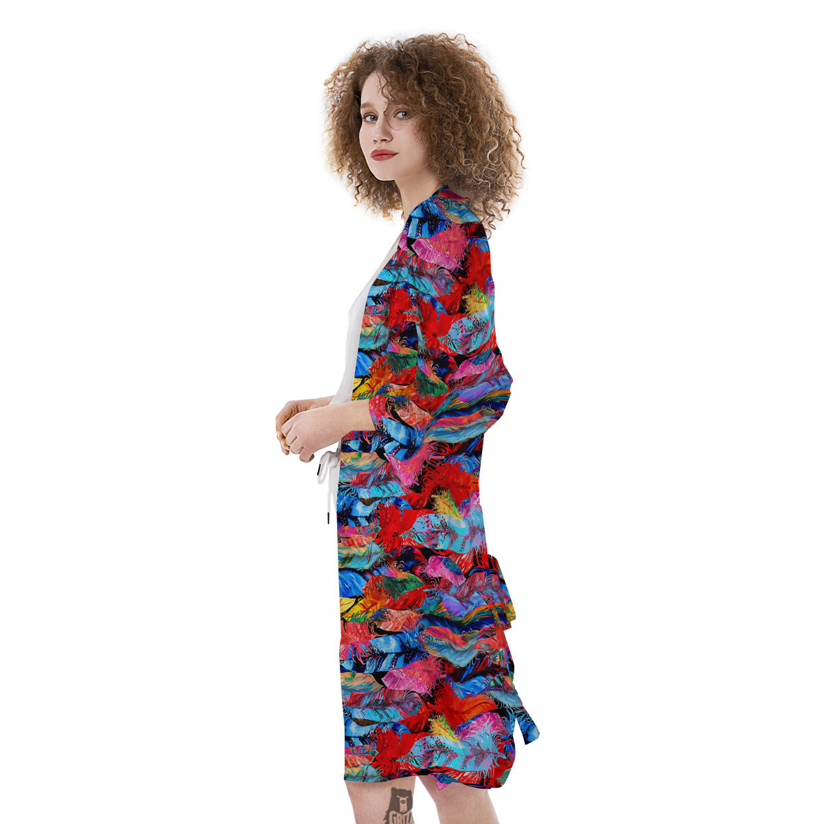 Abstract Feather Watercolor Boho Print Pattern Kimono-grizzshop