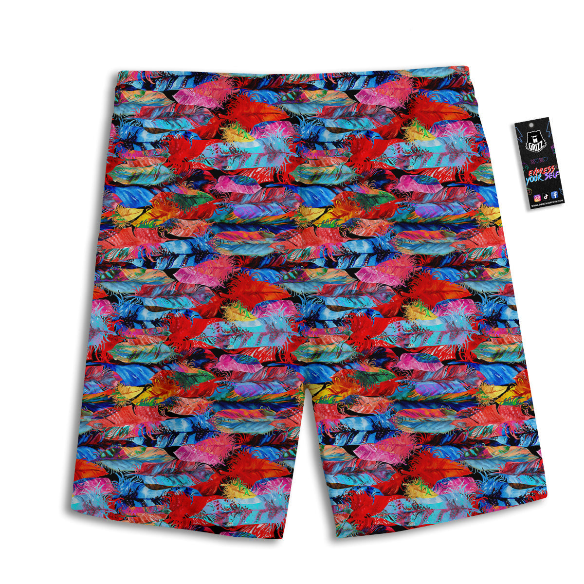 Abstract Feather Watercolor Boho Print Pattern Men's Athletic Shorts