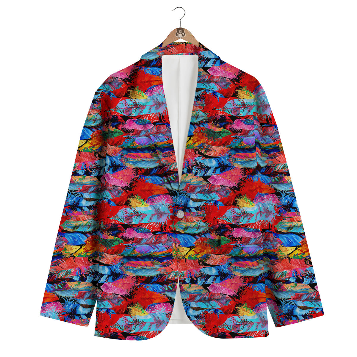 Abstract Feather Watercolor Boho Print Pattern Men's Blazer-grizzshop