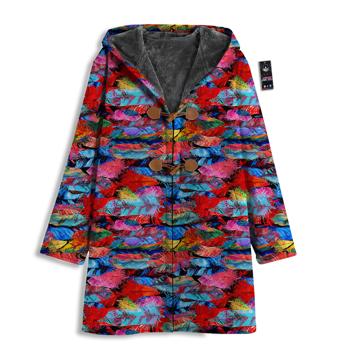 Abstract Feather Watercolor Boho Print Pattern Men's Windbreaker Jacket-grizzshop
