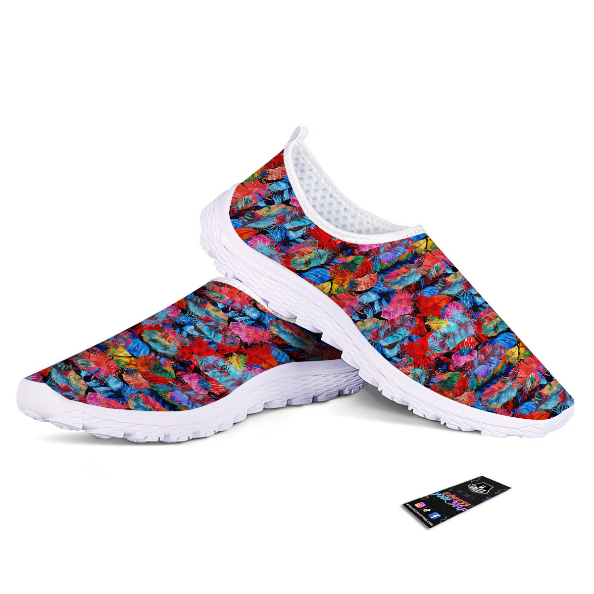 Abstract Feather Watercolor Boho Print Pattern Nurse Shoes-grizzshop