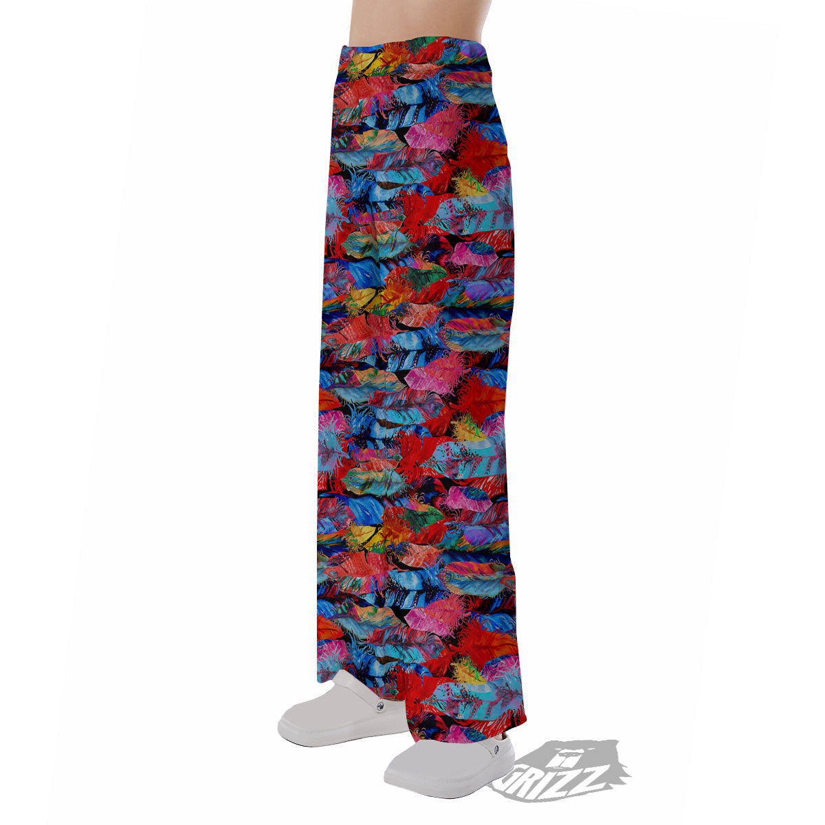 Abstract Feather Watercolor Boho Print Pattern Pajama Pants-grizzshop