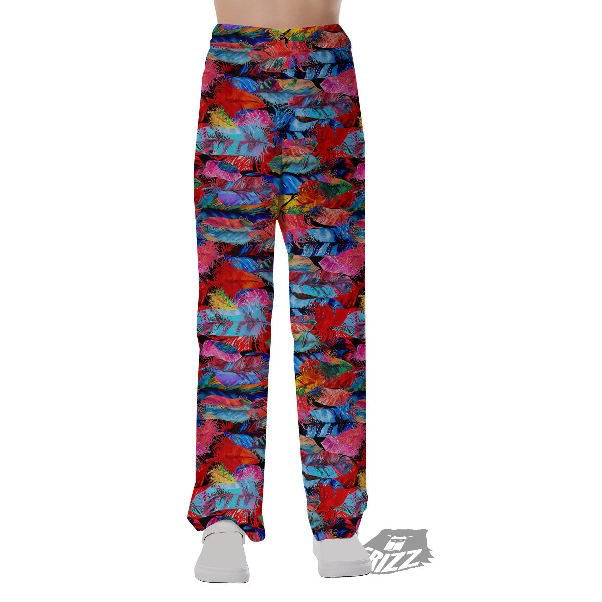 Abstract Feather Watercolor Boho Print Pattern Pajama Pants-grizzshop