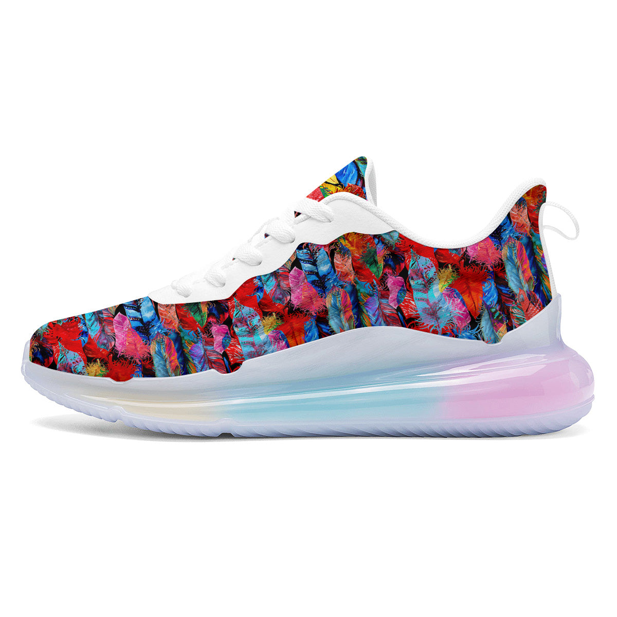 Abstract Feather Watercolor Boho Print Pattern Running Sneakers-grizzshop