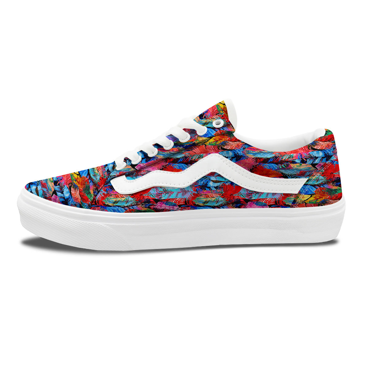 Abstract Feather Watercolor Boho Print Pattern Skate Shoes-grizzshop