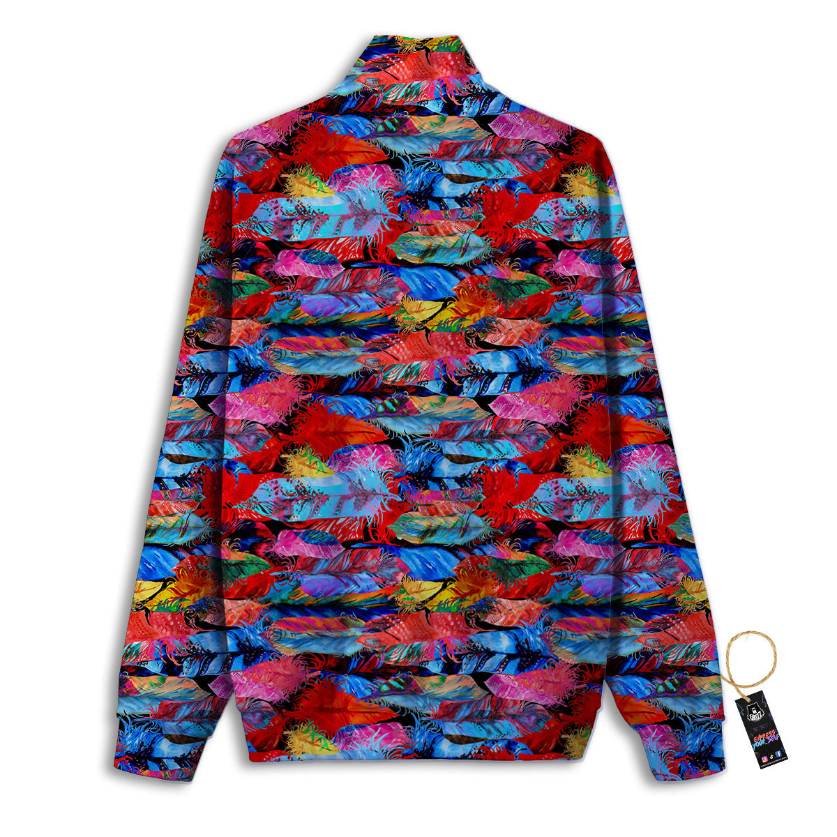 Abstract Feather Watercolor Boho Print Pattern Track Jacket-grizzshop