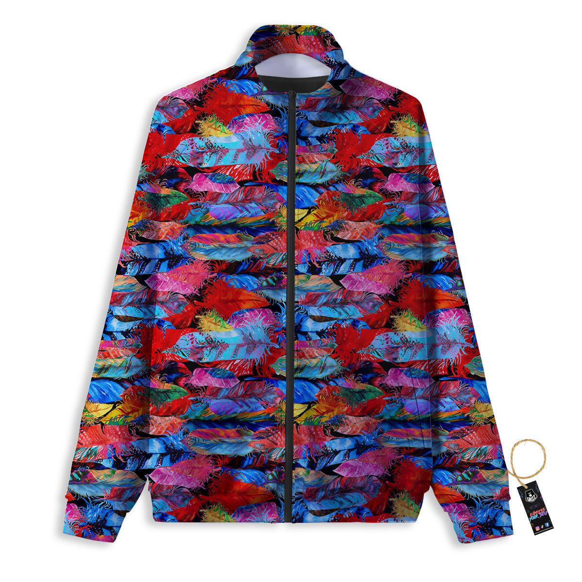 Abstract Feather Watercolor Boho Print Pattern Track Jacket-grizzshop