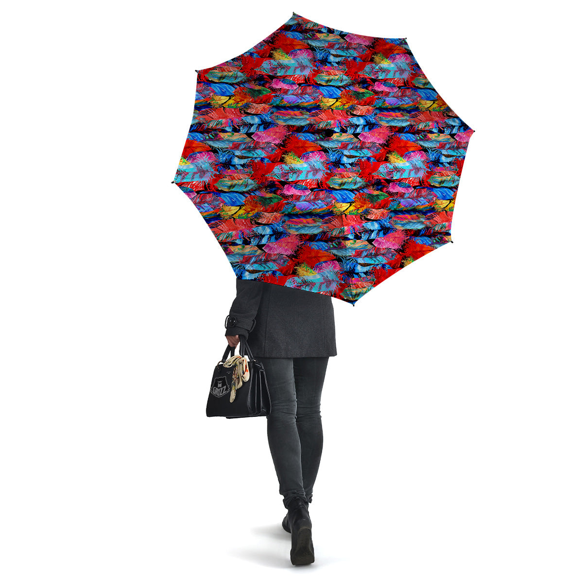 Abstract Feather Watercolor Boho Print Pattern Umbrella-grizzshop