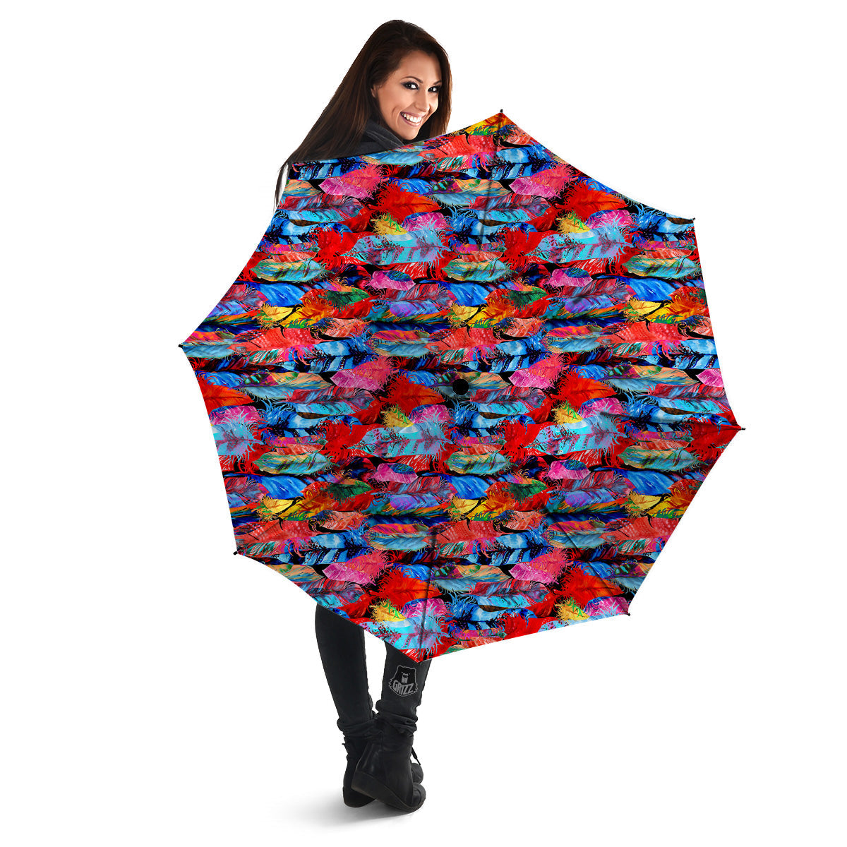 Abstract Feather Watercolor Boho Print Pattern Umbrella-grizzshop