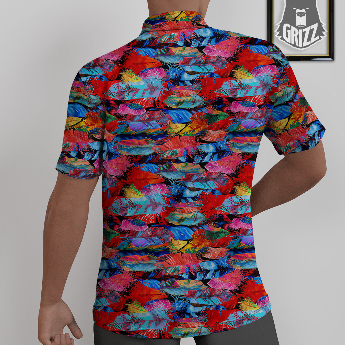 Abstract Feather Watercolor Boho Print Pattern Untucked Shirts-grizzshop