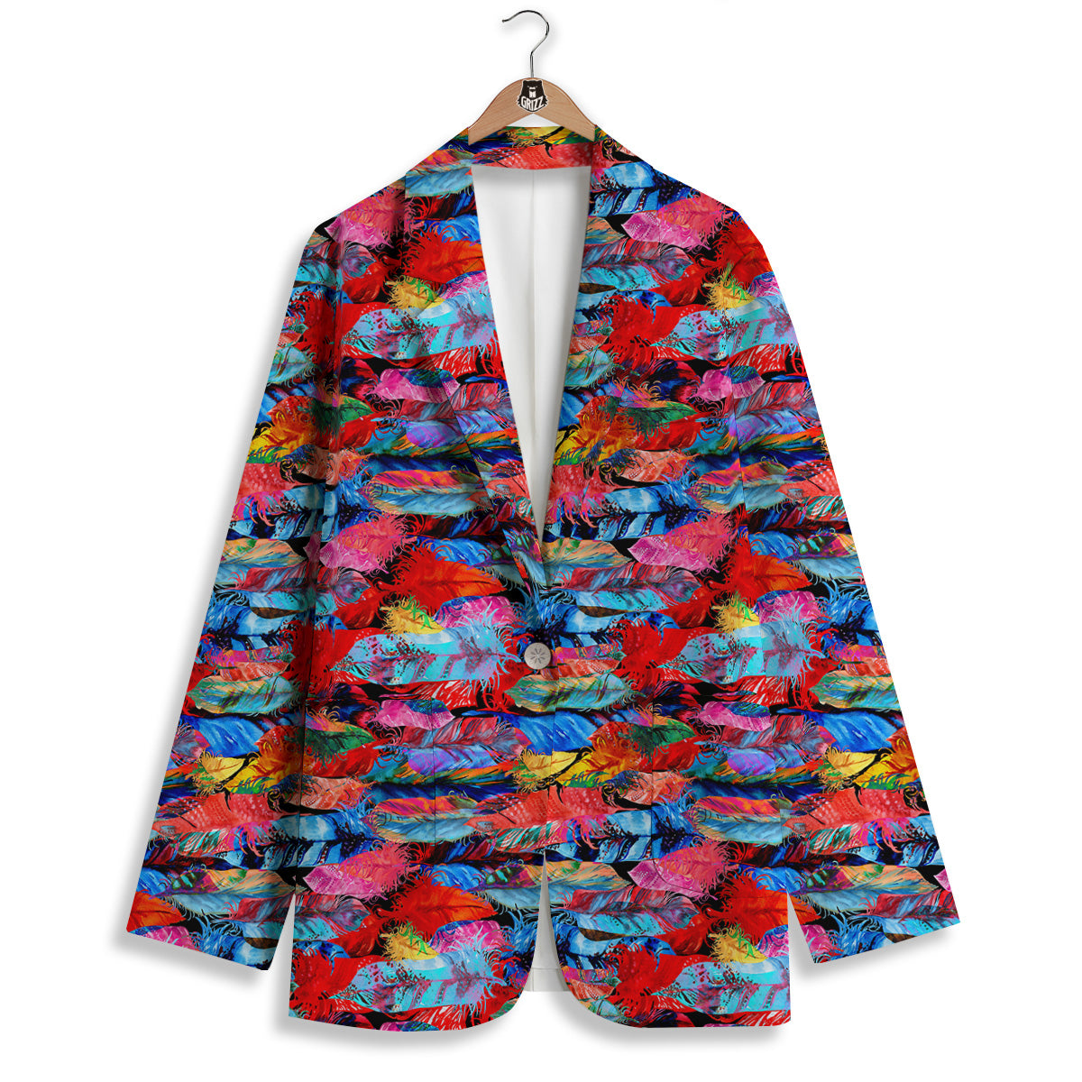 Abstract Feather Watercolor Boho Print Pattern Women's Blazer-grizzshop
