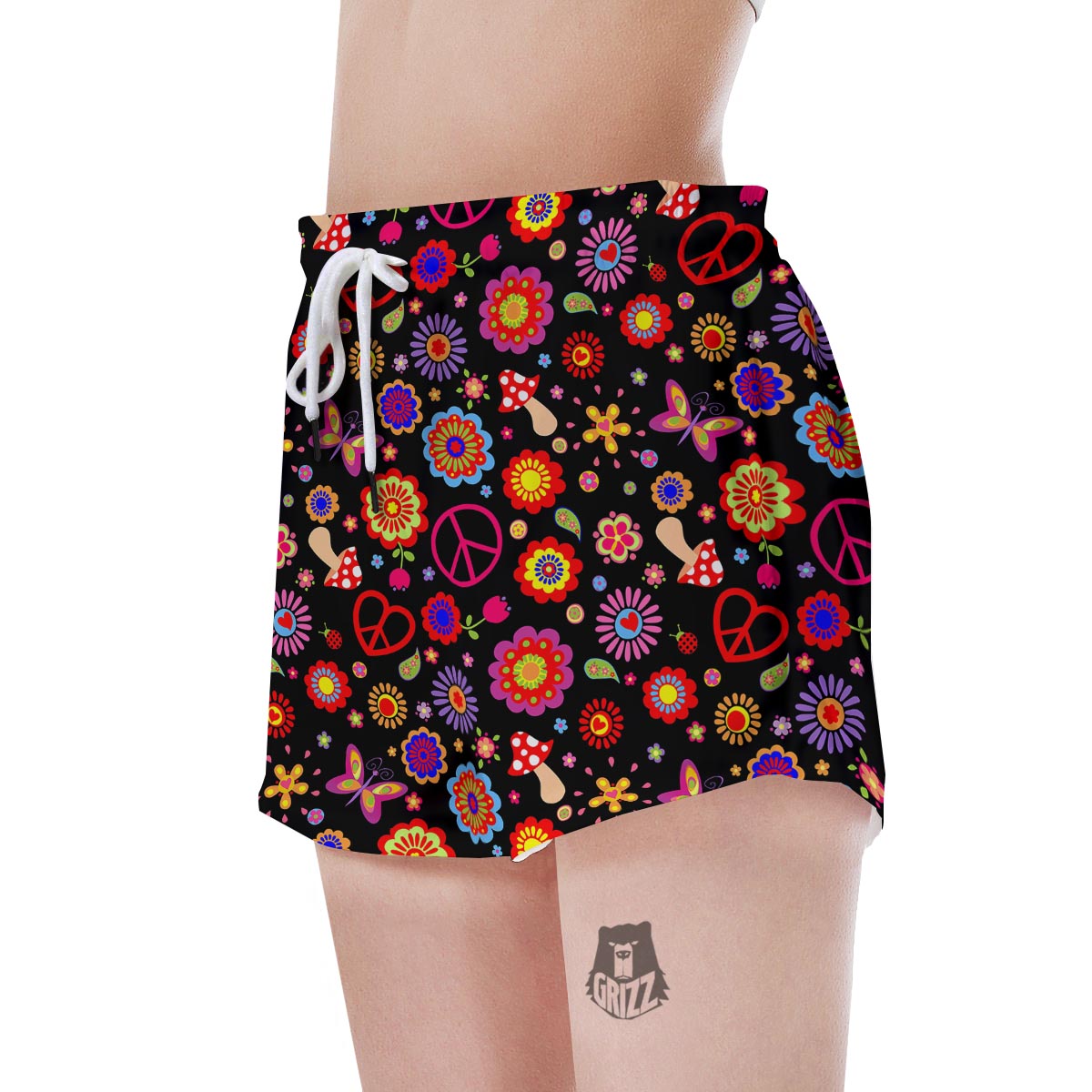 Abstract Flower Hippie Women's Shorts-grizzshop